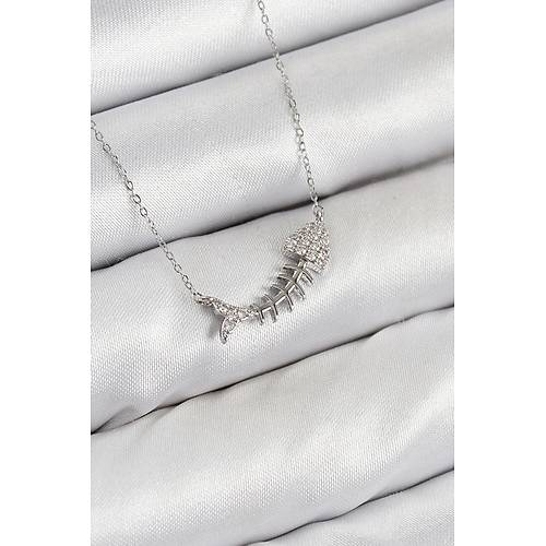 Pirin� Zirkon Ta�l� Bal�k K�l���� Model G�m�� Renk Kad�n Kolye