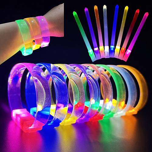 3 Modlu Pilli LED I��kl� Esnek Parti Bilekli�i Ye�il