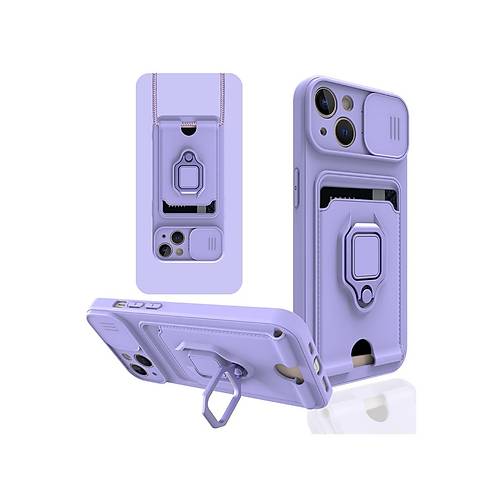 iPhone 15 K�l�f Zuma Kartvizitli Y�z�kl� Silikon - Lila