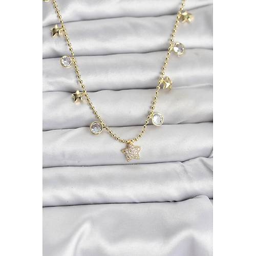 Pirin� Gold Renk Y�ld�z Model Kad�n Kolye