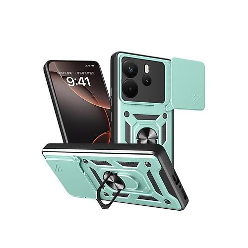 Redmi Note 14 4G Pars Lens Y�z�kl� Silikon - Ye�il