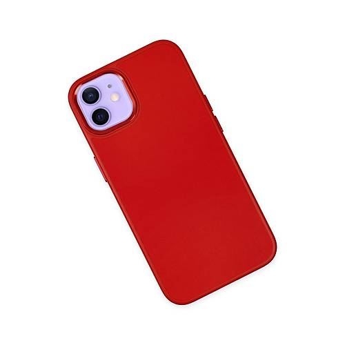 iPhone 12 K�l�f Asya Deri Silikon - K�rm�z�