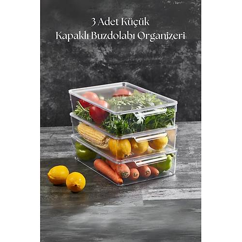 3 L� Kapakl� Buzdolab� Organizeri & Buzdolab� D�zenleyici 3 lt