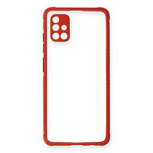 Galaxy A71 K�l�f Miami �effaf Silikon - K�rm�z�