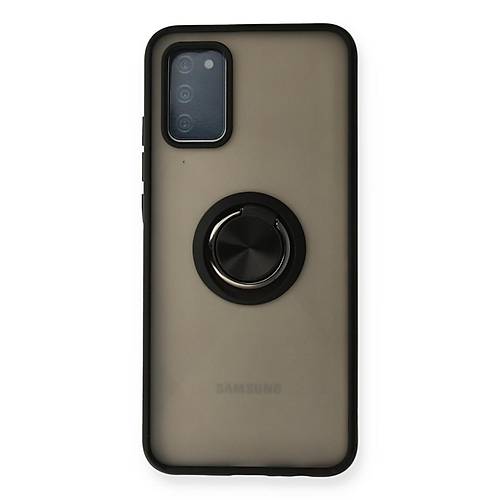 Galaxy A02S K�l�f Montreal Y�z�kl� Silikon Kapak - Siyah