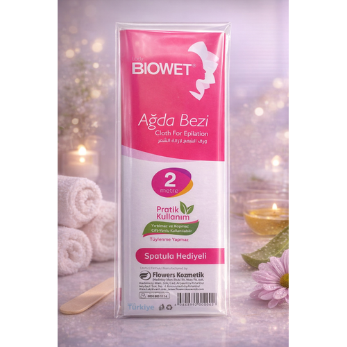 Biowet A�da Bezi 2 Metre Spatula Hediyeli Epilasyon Bezi Dayan�kl� T�y D�kme Bezi 2'li Paket