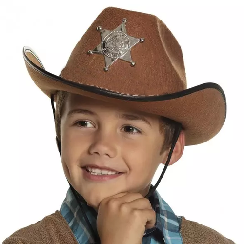 �ocuk Kovboy �apkas� - Vah�i Bat� Kovboy �erif �apkas� Kahve Renk