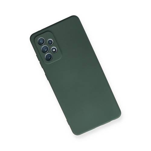 Galaxy A72 K�l�f Nano i�i Kadife Silikon - Koyu Ye�il