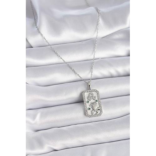 316L �elik G�m�� Renk Zincir Aslan Burcu Zirkon Ta�l� Kad�n Kolye