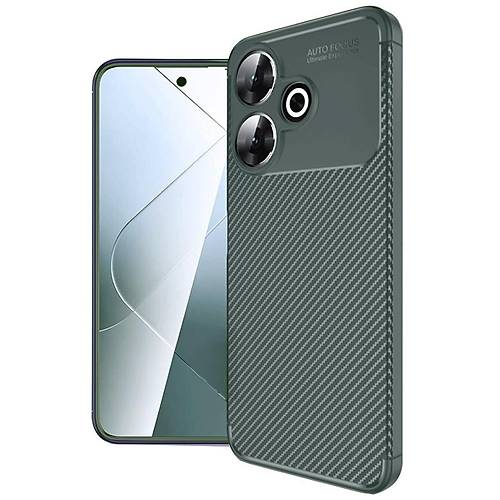 Redmi 13 4G K�l�f Auto Focus Karbon Kapak - Koyu Ye�il