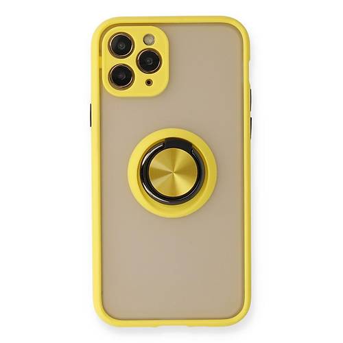 iPhone 11 Pro K�l�f Montreal Y�z�kl� Silikon Kapak - Sar�