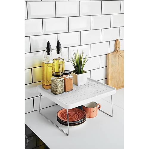 Metal Ayakl� Plastik G�vdeli Dolap I�i Raf D�zenleyici B�y�k Boy (28*30*15 Cm)