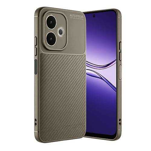 A5 Pro 4G K�l�f Auto Focus Karbon Kapak - Kahverengi