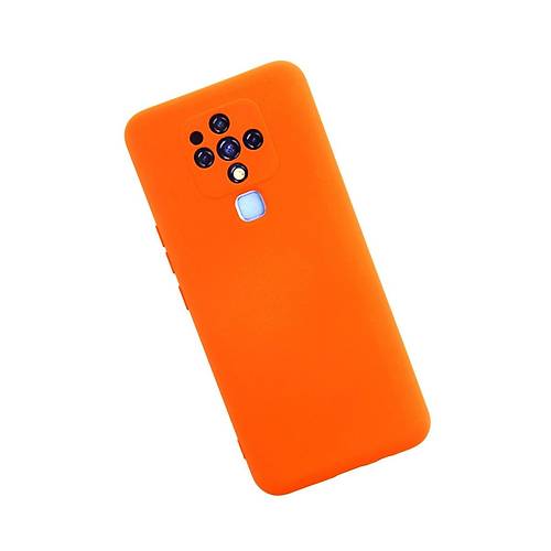 Camon 16 K�l�f Nano i�i Kadife Silikon - Turuncu