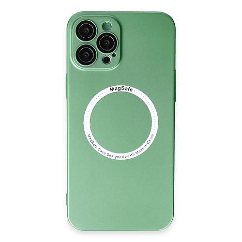 iPhone 12 Pro K�l�f Jack Magneticsafe Lens Silikon - Ye�il