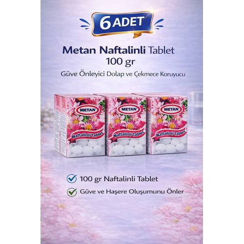 Metan Naftalinli Tablet 100 gr G�ve �nleyici Dolap ve �ekmece Koruyucu 6 Adet