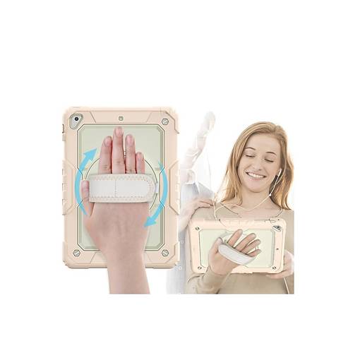 iPad 5 Air 9.7 K�l�f Strap New Tablet Kapak - Pembe