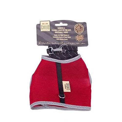 Haval� Dokuma Kedi G���s ve Gezdirme Tasmas� Small K�rm�z� 1x20-30 Cm