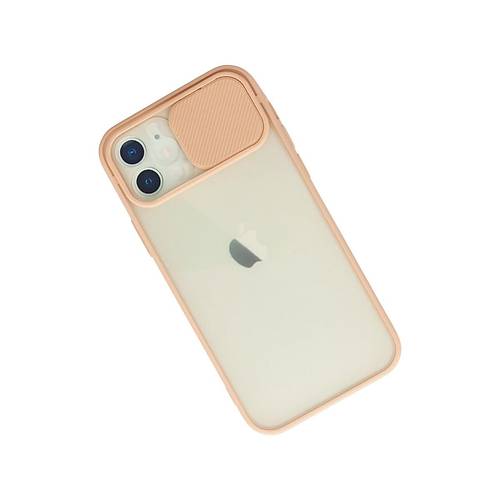 iPhone 12 K�l�f Palm Buzlu Kamera S�rg�l� Silikon - Pembe