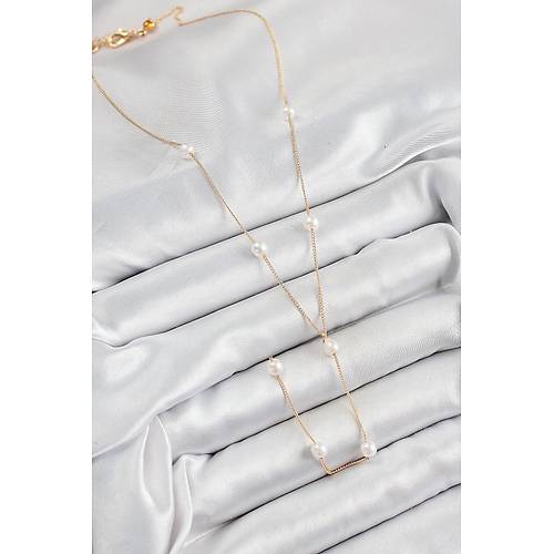 Pirin� �nci Fig�rl� Y Model Gold Renk Kad�n Kolye