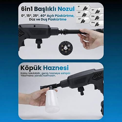 21V 4000mAh Li-ion Kablosuz Y�kama Tabancas� (Siyah)