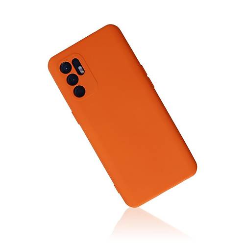 Reno 6 K�l�f Nano i�i Kadife Silikon - Turuncu