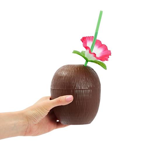 Hindistan Cevizi Hawaii Luau Aloha Pipetli ��ecek Kab� Bardak 10x13 cm 1 Adet