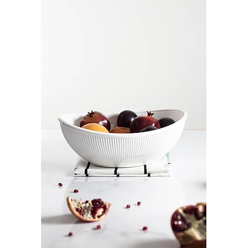 Akrilik Barok Beyaz B�y�k Oval Meyve & Salata Kasesi & Kar��t�rma Kab� / 3,3 Lt (CAM DE��LD�R)