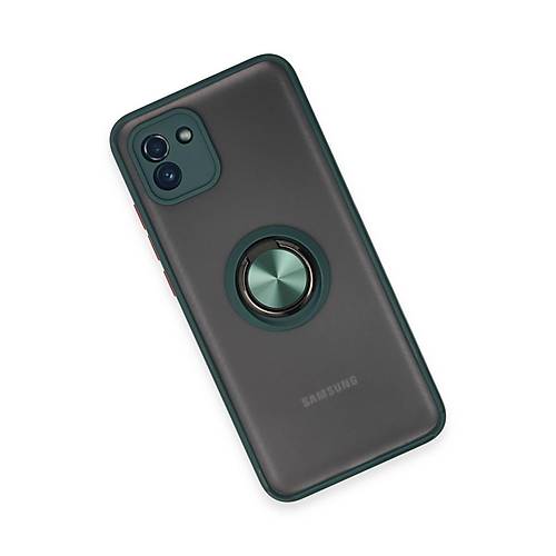 Galaxy A03 K�l�f Montreal Y�z�kl� Silikon Kapak - Ye�il