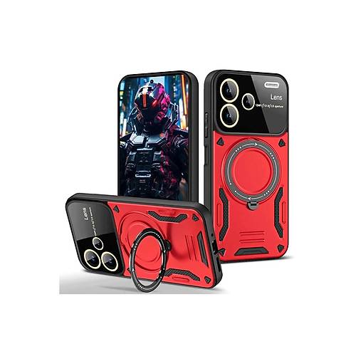 Redmi Note 13 Pro Plus Joy Lens Standl� Kapak - K�rm�z�