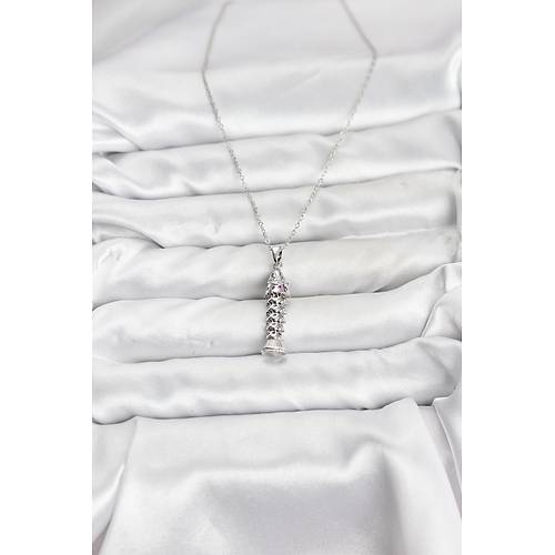 316L �elik Zincir G�m�� Renk Bal�k Model Zirkon Ta�l� Kad�n Kolye