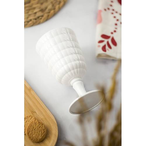 Allegra Beyaz Kadeh Bardak - 450 ml Tekli Akrilik Malzeme - Cam De�ildir K�r�lmaya Dayan�kl�