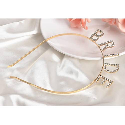 Alt�n Gold Renk Bekarl��a Veda Kristal Ta� Bride Tac� �thal 16x10 cm