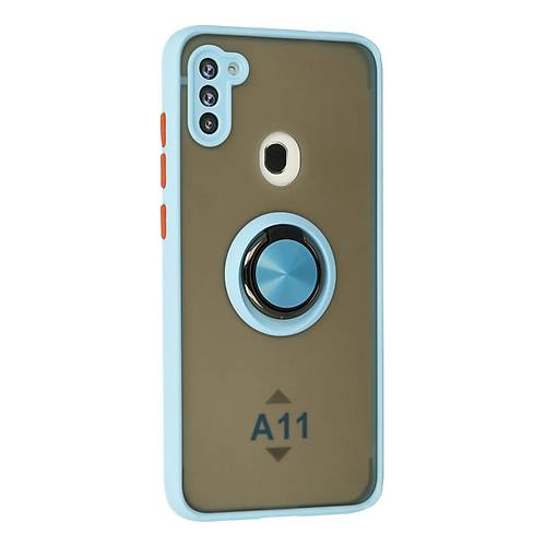 Galaxy A11 K�l�f Montreal Y�z�kl� Silikon Kapak - Buz Mavi