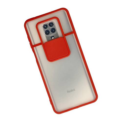 Redmi Note 9 Pro K�l�f Palm Buzlu Kamera S�rg�l� Silikon - K�rm�z�