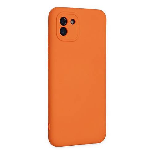 Galaxy A03 K�l�f Nano i�i Kadife Silikon - Turuncu