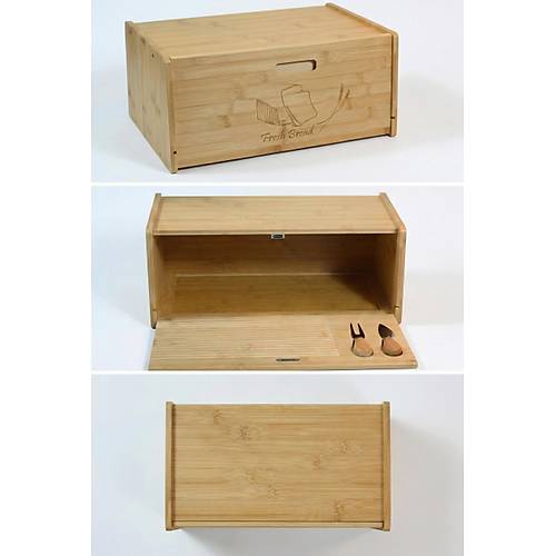 Do�al Bambu Kapakl� Ekmek Kutusu & Do�al Bambu Ekmek Dolab� (23x38x20 cm)