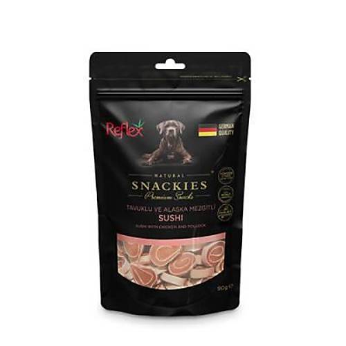 Snackies Natural Tavuklu ve Alaska Mezgitli Sushi Tah�ls�z K�pek �d�l Mamas� 90 Gr