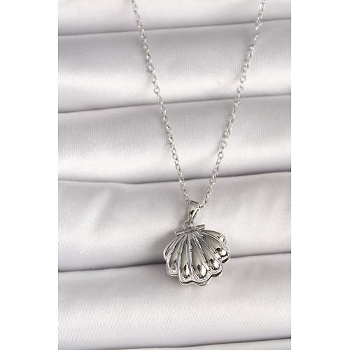 316L �elik G�m�� Renk Zincir A��l�r �ncili Midye Model Kad�n Kolye