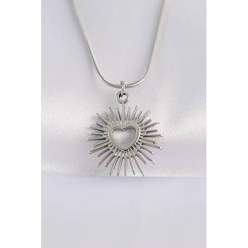 316L �elik Zincir G�m�� Renk Kalp G�ne�i Tasar�ml� Kolye