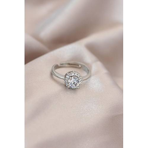 Ayarlamal� G�m�� Renk Metal Zirkon ve Kristal Ta�l� Oval Model Y�z�k