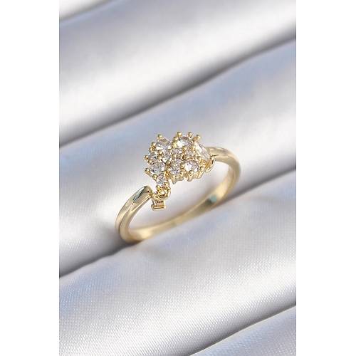 Pirin� Gold Renk Zirkon Ta�l� Kad�n Y�z�k