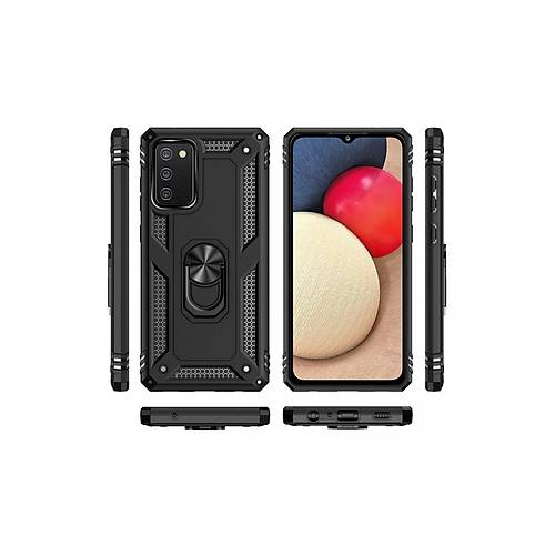Galaxy A02S K�l�f Sofya Y�z�kl� Silikon Kapak - Siyah