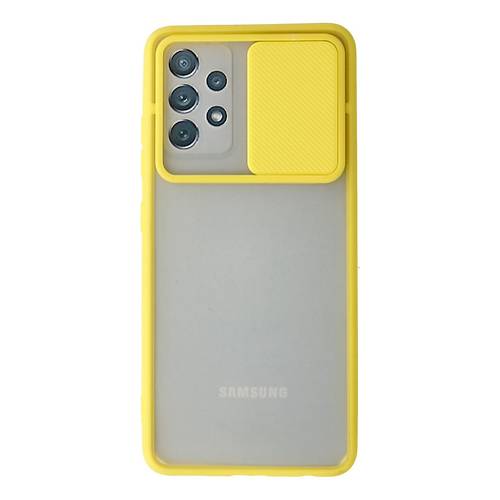 Galaxy A72 K�l�f Palm Buzlu Kamera S�rg�l� Silikon - Sar�