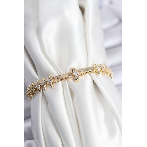 Pirin� VIP Seri Gold Renk S�ral� Damla Model Kad�n Bileklik