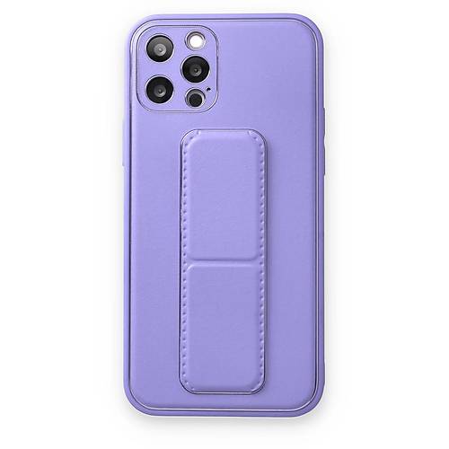 iPhone 12 Pro K�l�f Coco Deri Standl� Kapak - Koyu Lila