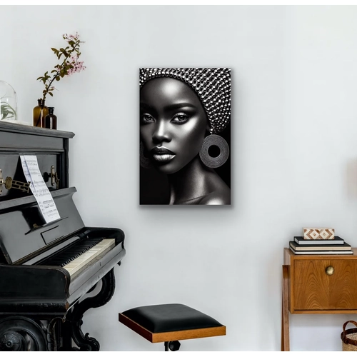 Afrikal� Siyahi Kad�n Kanvas Tablo 70x100