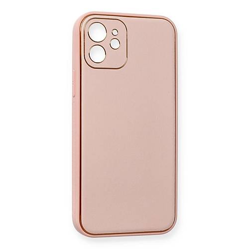iPhone 12 K�l�f Coco Deri Silikon Kapak - Pembe