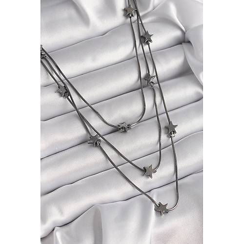 Pirin� F�me Renk 3'L� Y�ld�z Model Kad�n Kolye