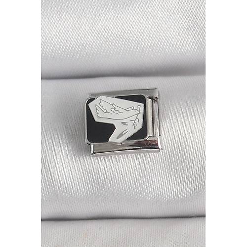 316L �elik G�m�� Renk Siyah Beyaz Ku� ��lemeli Nomination Charm